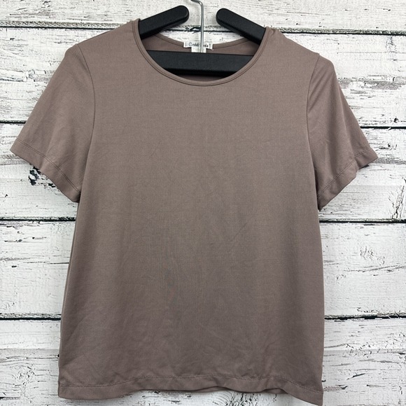 Cuddl‎ Duds Womens [Size Medium] Short Sleeve Crew Neck Top Casual Brown T-Shirt - Picture 1 of 6